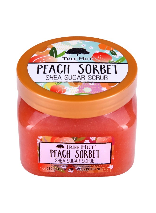 تري هت مقشر سكر الشيا بنكهة سوربيه الخوخ، مقشر فائق الترطيب والتقشير للعناية الأساسية المغذية بالجسم 510 غرام - Image 2